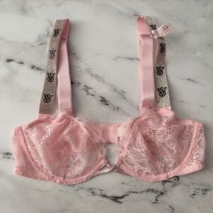 Victorias Secret Very Sexy Unlined Shine Strap Pretty Blossom Pink Bra 32B